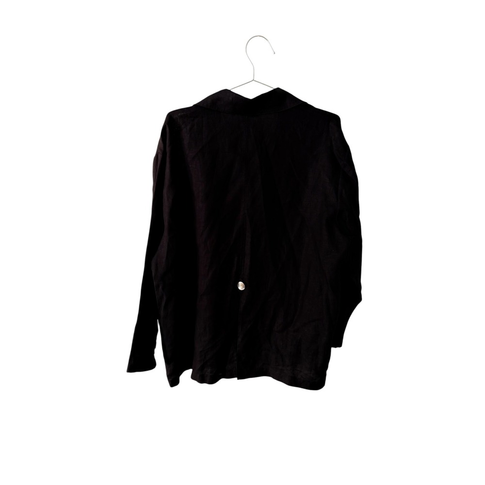 David Dart Collection 100% Linen Jacket Black S Mother of Pearl Buttons Vintage - Picture 2 of 6